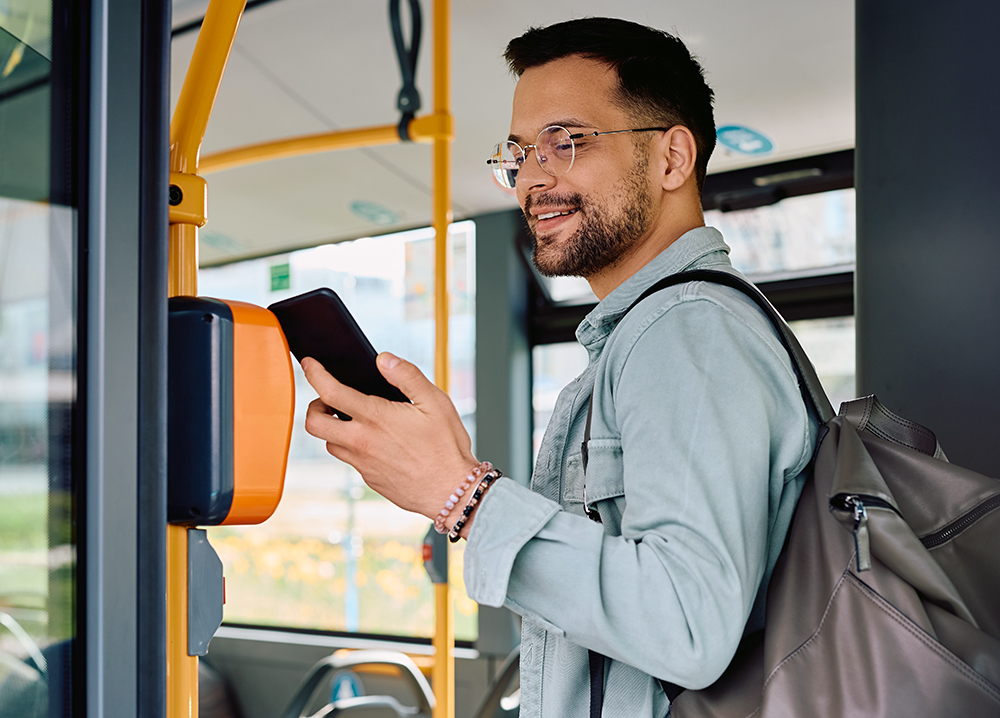 Man Using Mobile Wallet to Make Purchase