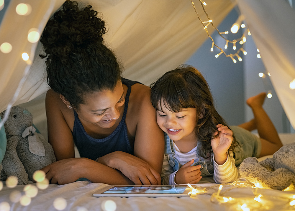 Mother and Daughter Playing in Fort