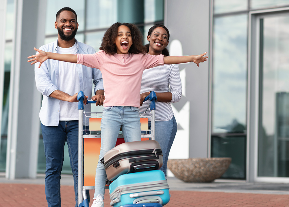 Family Going on Vacation with Luggage