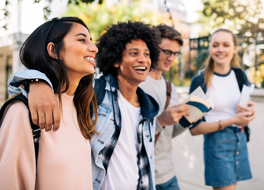 College Students Walking Together