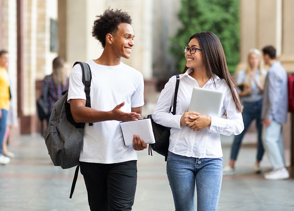 College Students Walking and Talking